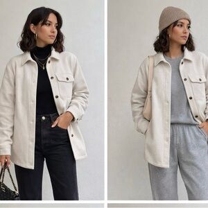 Old Navy Beige Button-Up collared shirt Jacket